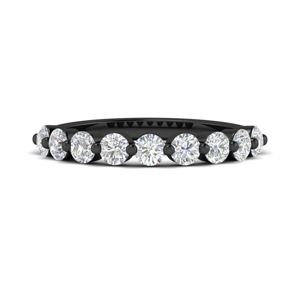 1 Carat Single Prong Half Eternity Black Band with 14K Black Gold White Diamond