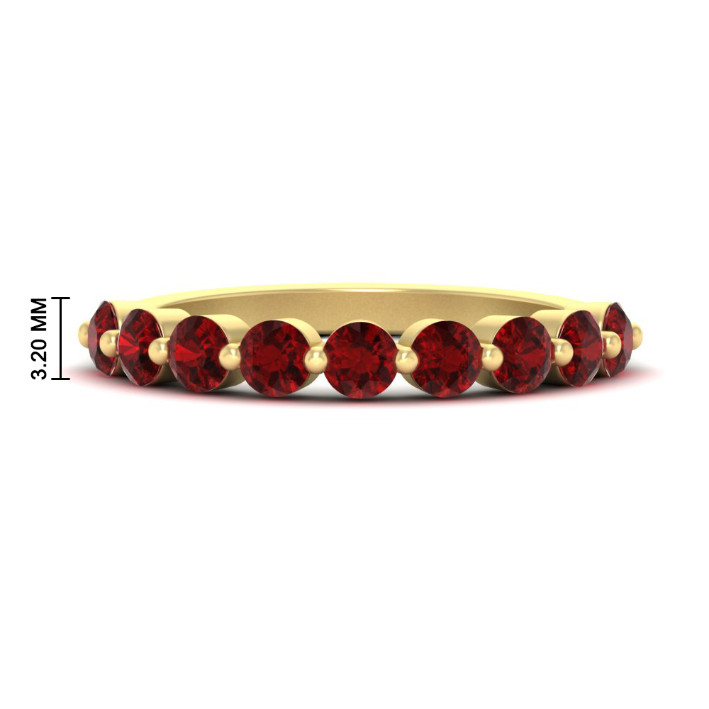 Simple Single Prong Stackable Band with 14K Yellow Gold Red Ruby