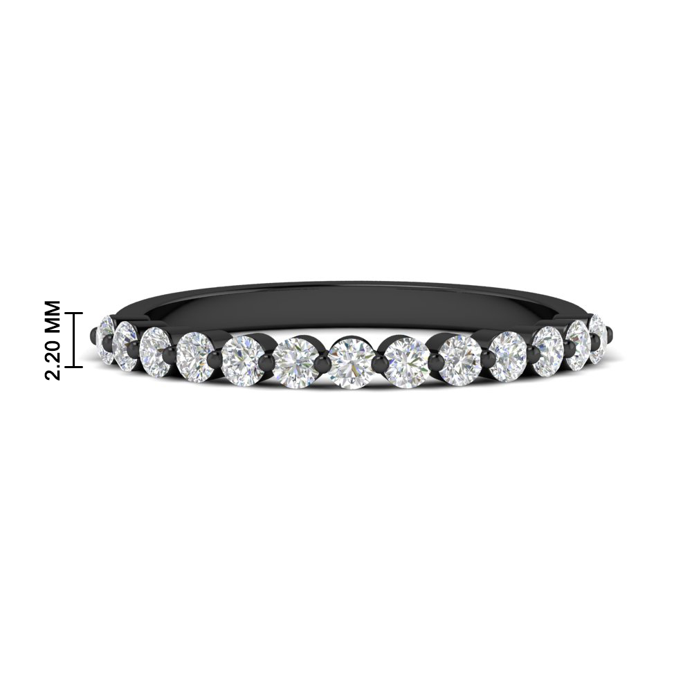 2.2 Mm Single Prong Diamond Black Stacking Band with 14K Black Gold White Diamond
