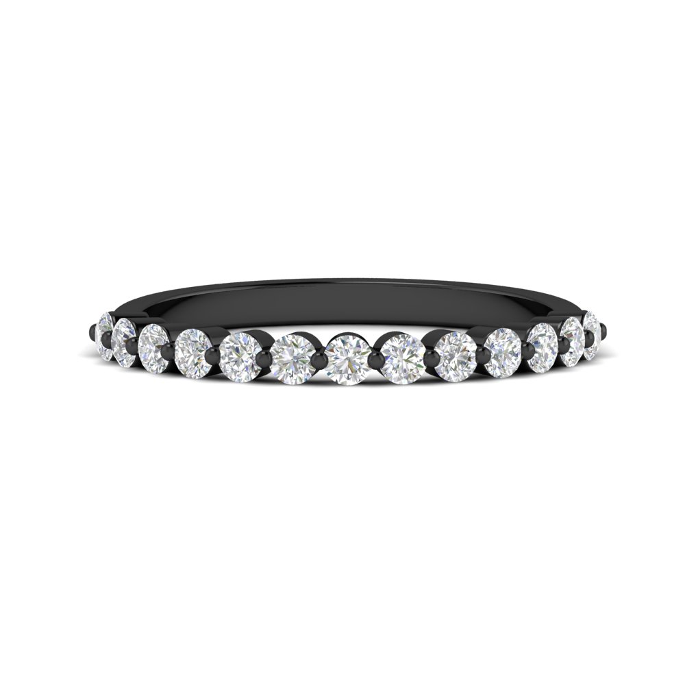 2.2 Mm Single Prong Diamond Black Stacking Band with 14K Black Gold White Diamond