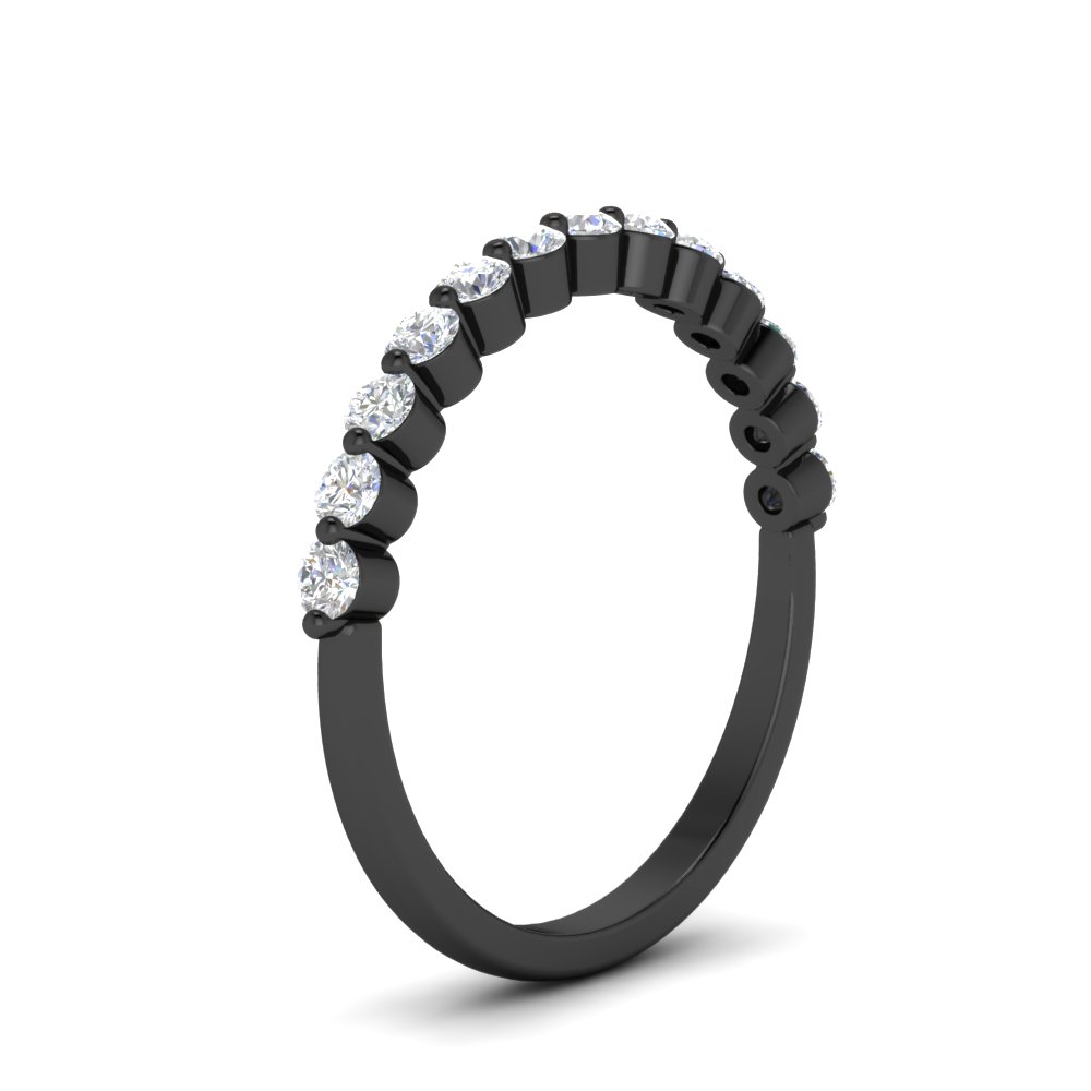 2.2 Mm Single Prong Diamond Black Stacking Band with 14K Black Gold White Diamond
