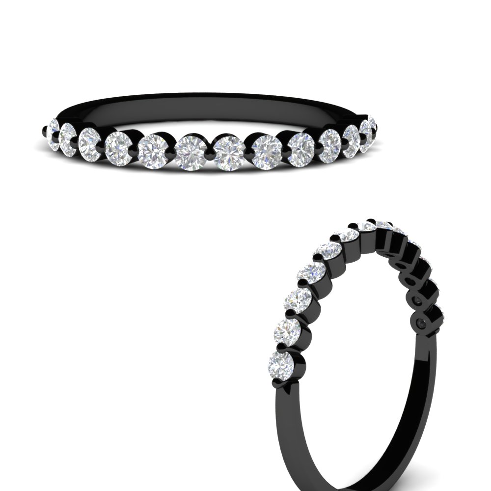 2.2 Mm Single Prong Diamond Black Stacking Band with 14K Black Gold White Diamond