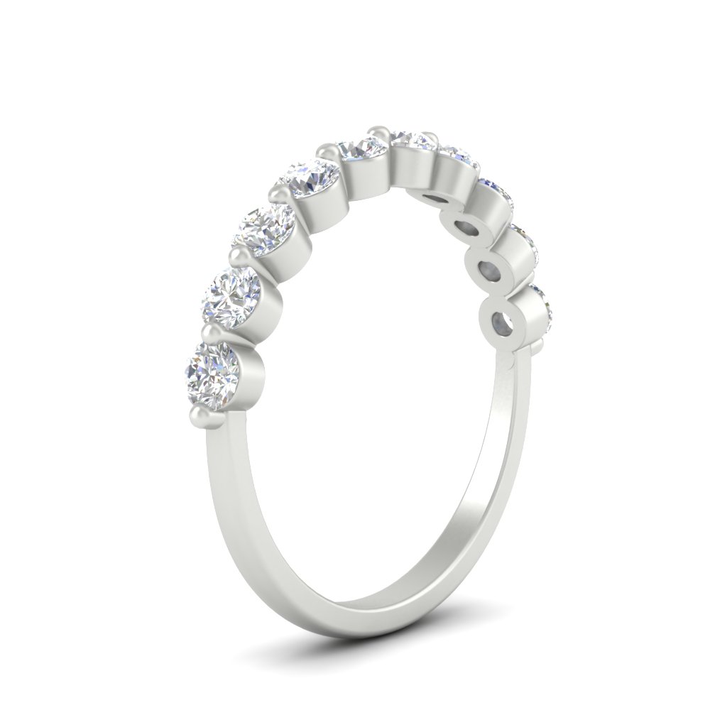14k White Gold Black Diamond Prong and Bezel Anniversary Band 14k White Gold Black Diamond Prong and Bezel Anniversary Band