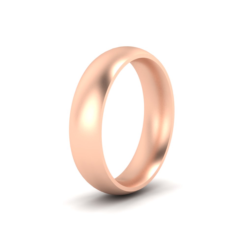 Comfort Fit 7mm Plain Dome Wedding Band with White Diamond in 14K Rose Gold