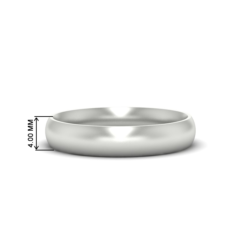  Minimalist 4mm Mens Wedding Band with White Diamond 14K White Gold