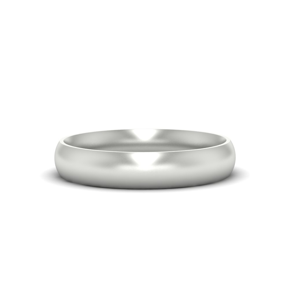  Minimalist 4mm Mens Wedding Band with White Diamond 14K White Gold