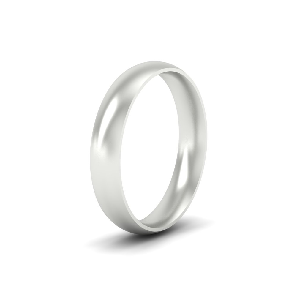  Minimalist 4mm Mens Wedding Band with White Diamond 14K White Gold