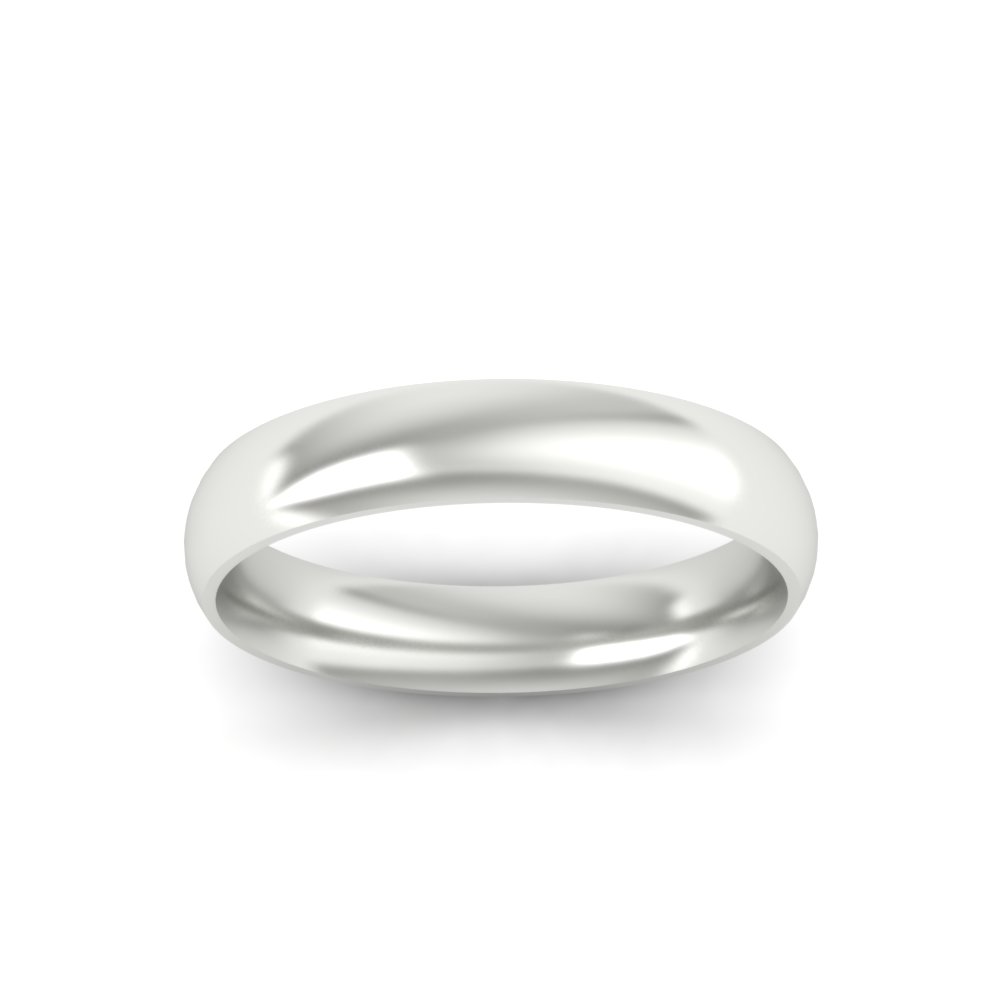  Minimalist 4mm Mens Wedding Band with White Diamond 14K White Gold