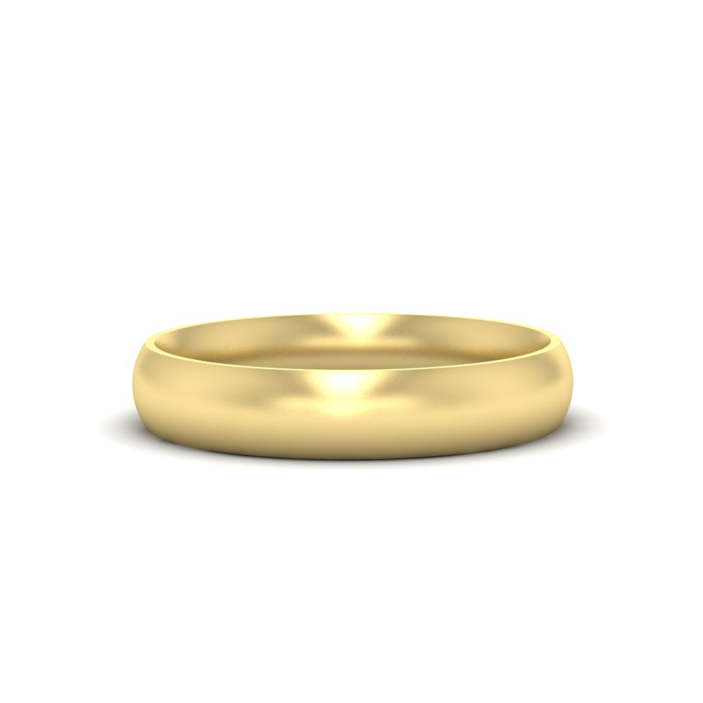 Minimalist 4mm Mens Wedding Band with White Diamond in 14K Yellow Gold