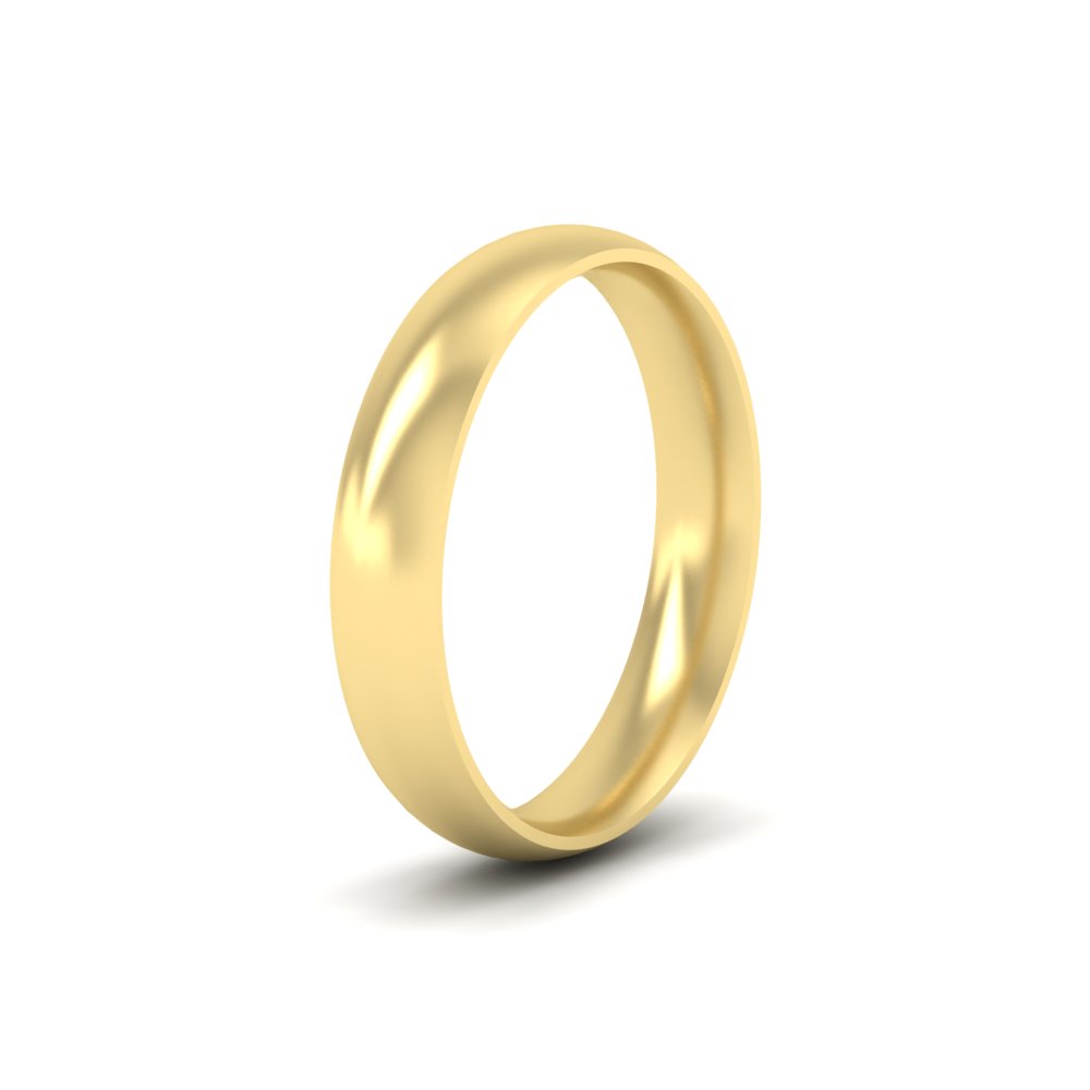 Minimalist 4mm Mens Wedding Band with White Diamond in 14K Yellow Gold