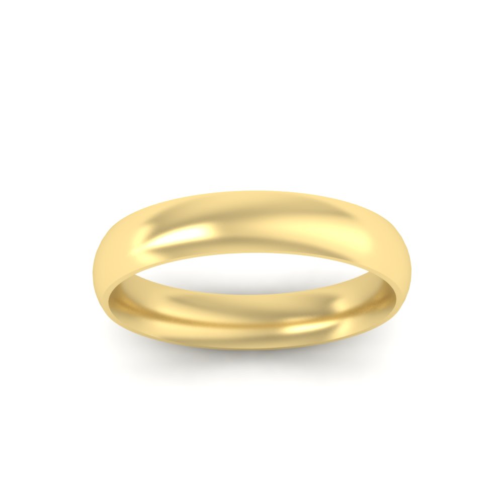 Minimalist 4mm Mens Wedding Band with White Diamond in 14K Yellow Gold