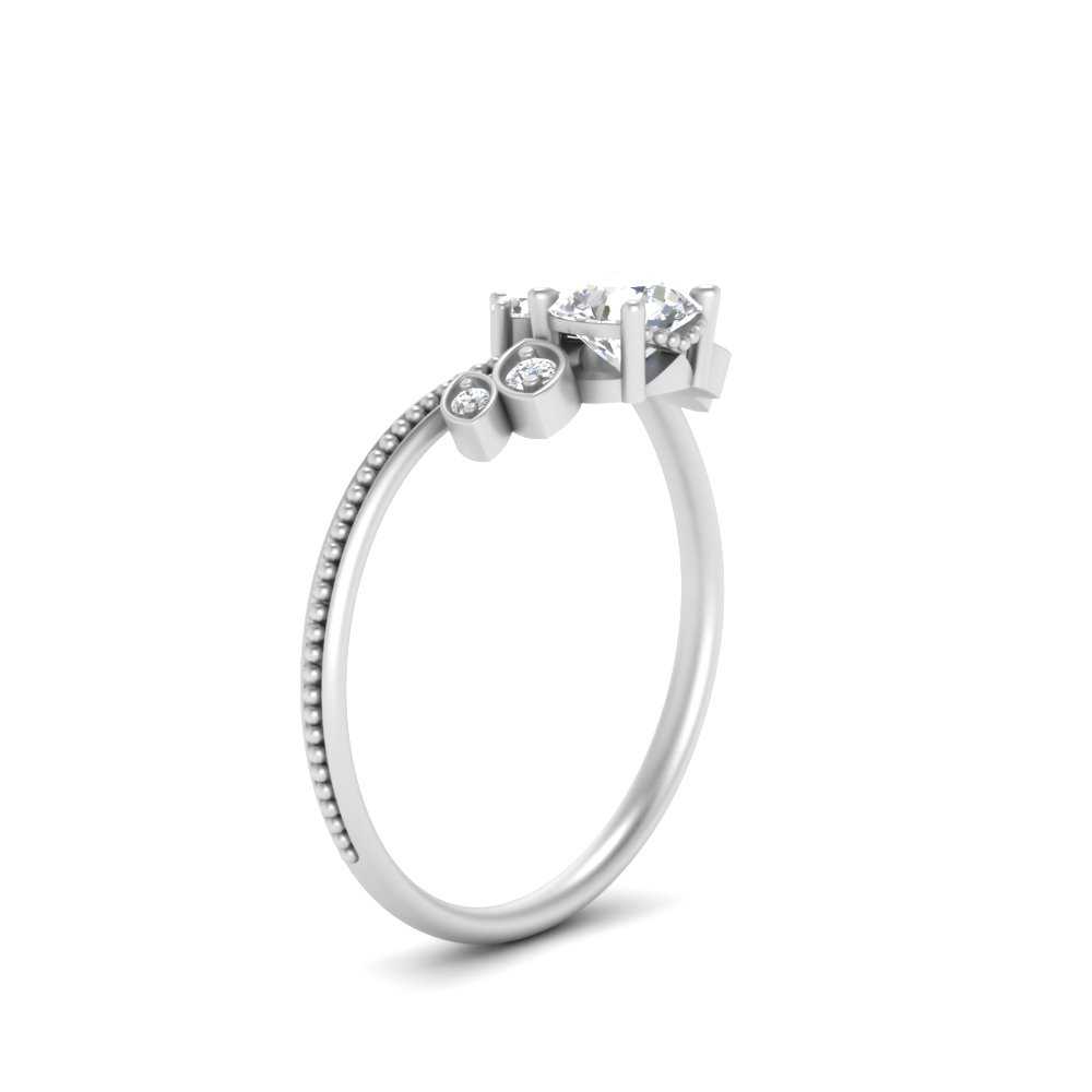 1 Carat Lab Created Delicate Vintage Round Ring with 14K White Gold White Diamond