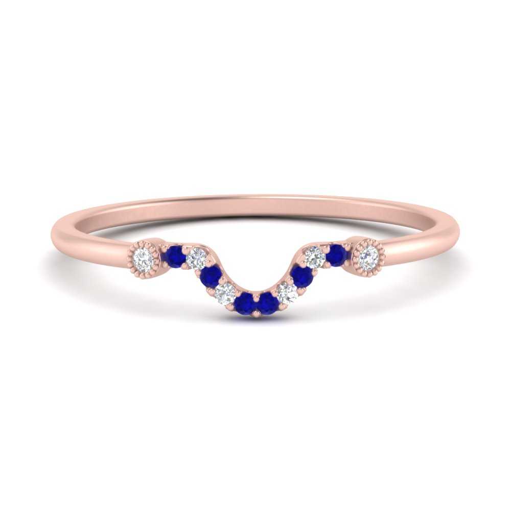 Vintage 14k Gold Blue Sapphire and Diamond S-Curved Band