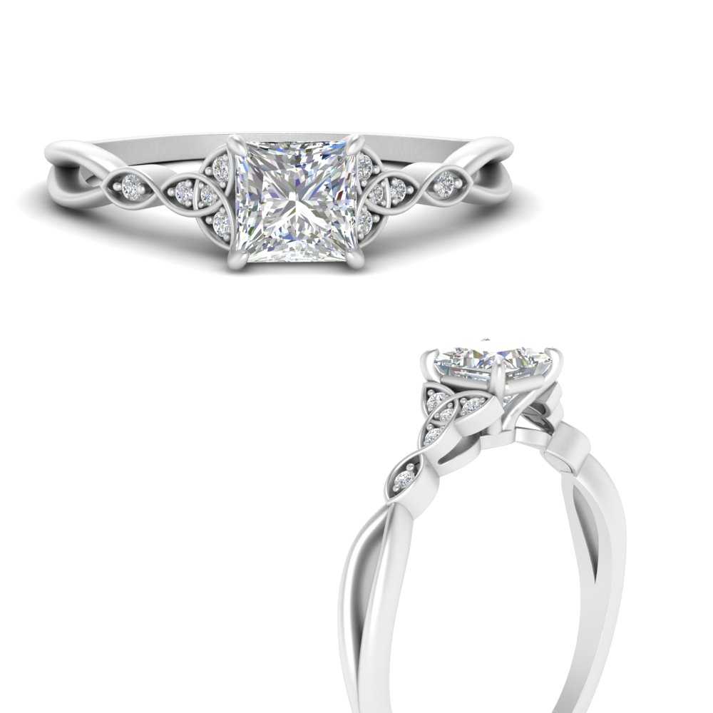 toenemen de elite Met pensioen gaan Celtic Knot Split Princess Cut Diamond Engagement Ring In 14K White Gold |  Fascinating Diamonds