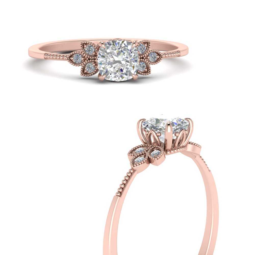 Pink Diamond Floral Engagement Ring, Unique Rose Flower Platinum 0.45 Carat Handmade