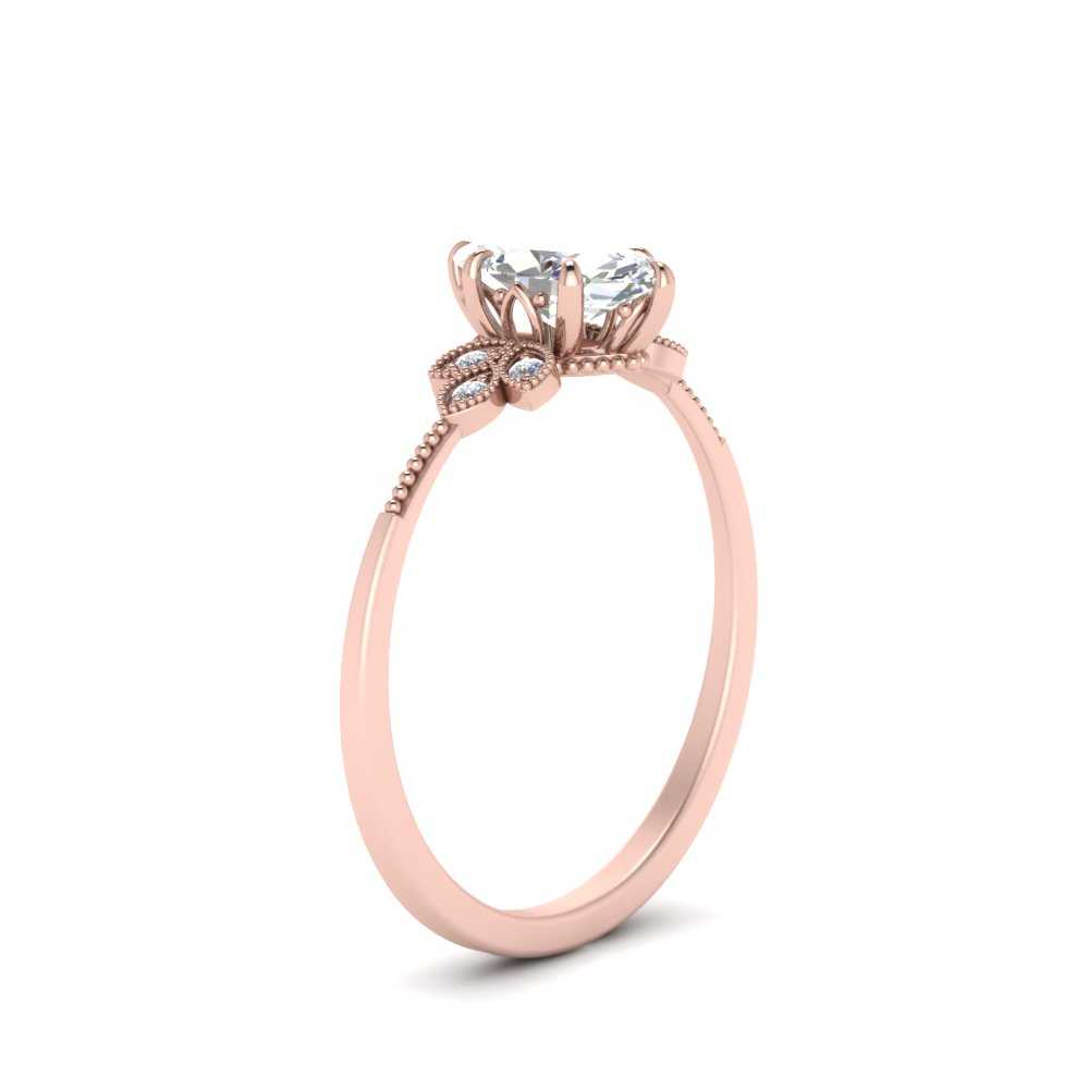 1 Carat Man Made Marquise Diamond Delicate Ring with 14K Rose Gold White Diamond