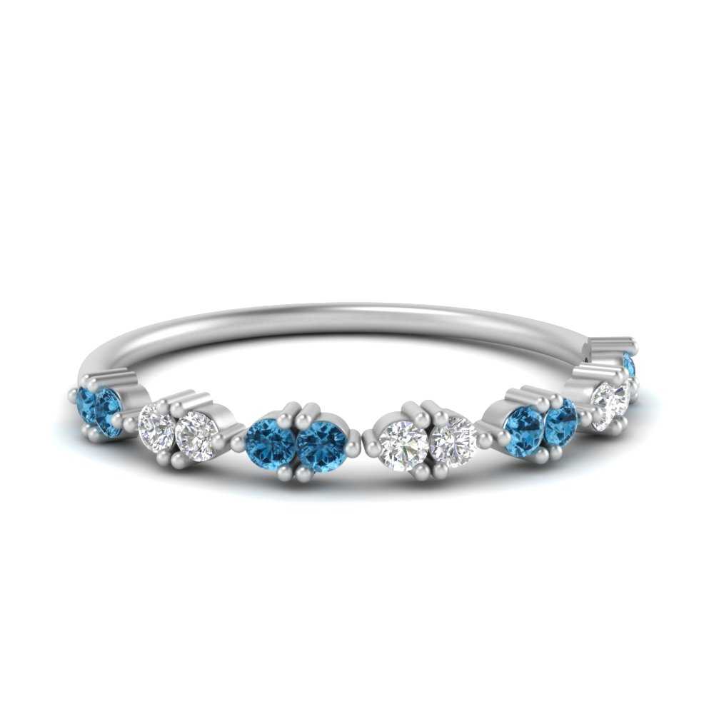 Antique Delicate Diamond Wedding Band With Blue Topaz In 950 Platinum ...