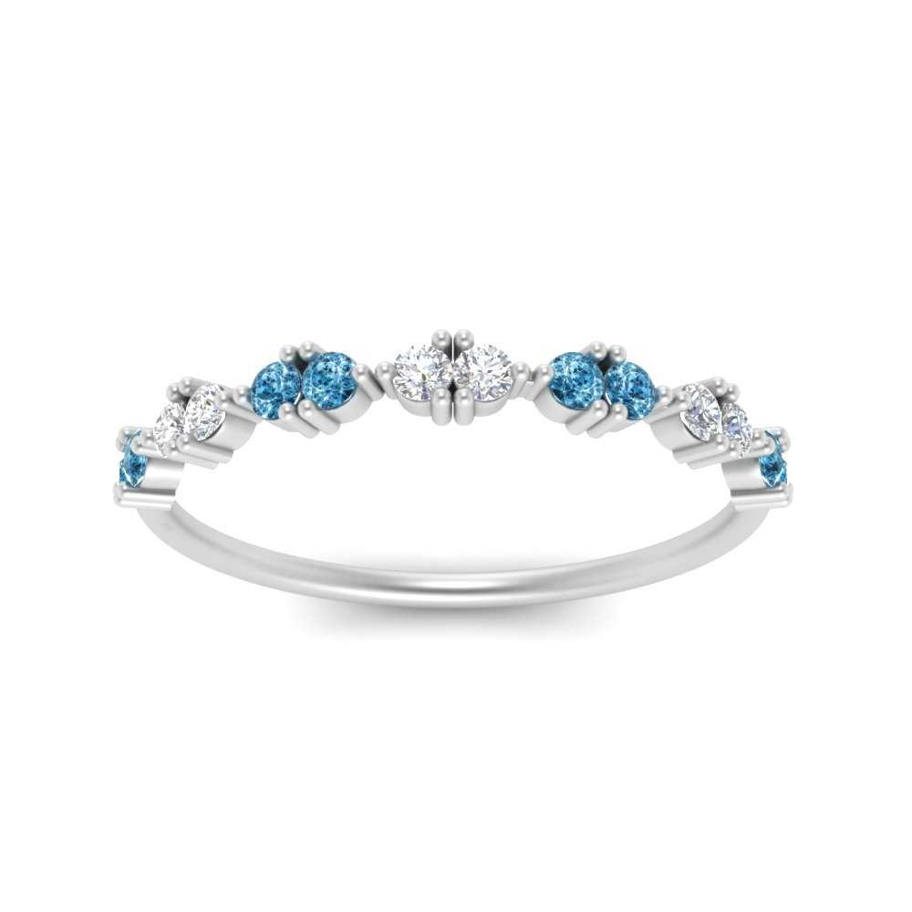 Antique Delicate Diamond Wedding Band With Blue Topaz In 950 Platinum ...