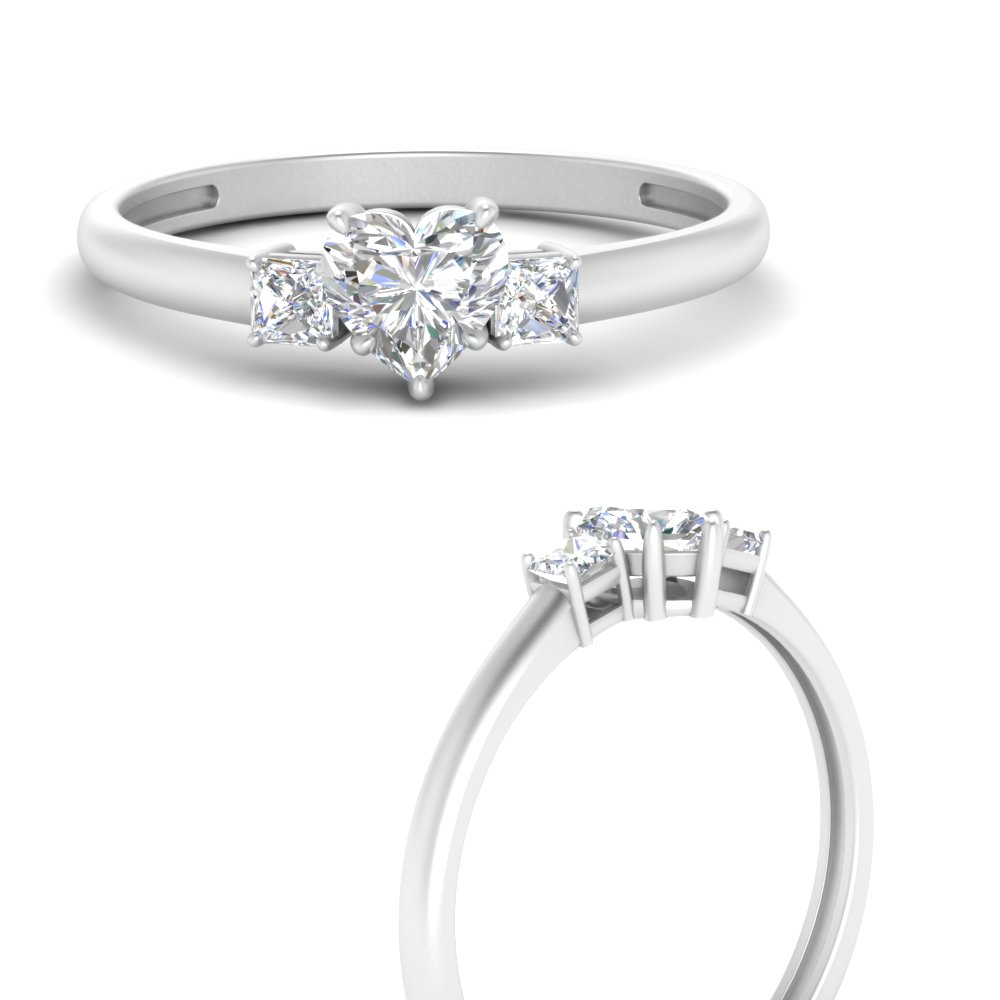 3 Stone Heart Shaped Diamond Engagement Ring In 950 Platinum ...
