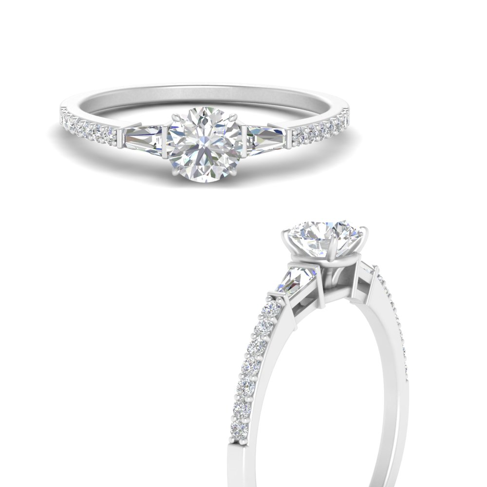 Emma 3 Stone Tapered Moissanite Engagement Ring W/ Pears 
