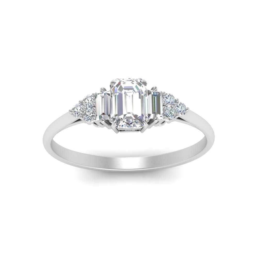 Baguette Cluster Emerald Cut Diamond Engagement Ring In 950 Platinum ...