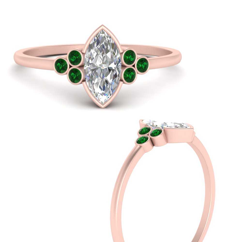 14k Rose Gold Petite Marquise Diamond Promise / Engagement Ring