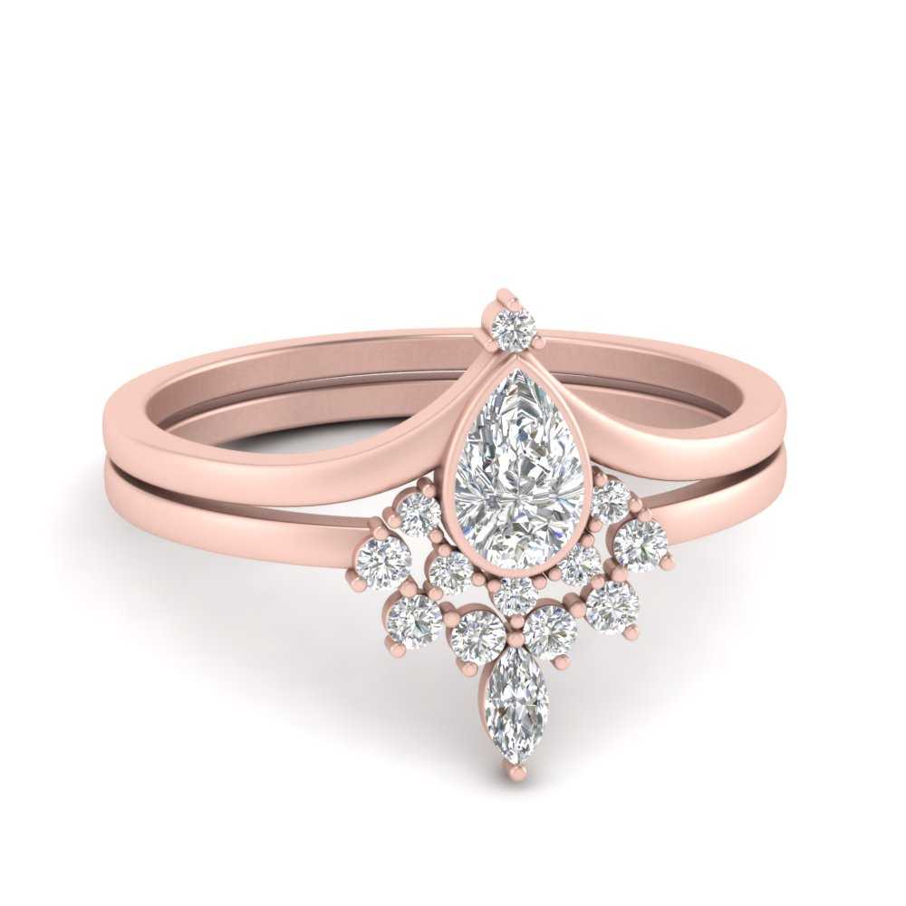 Pear shaped diamond wedding ring set