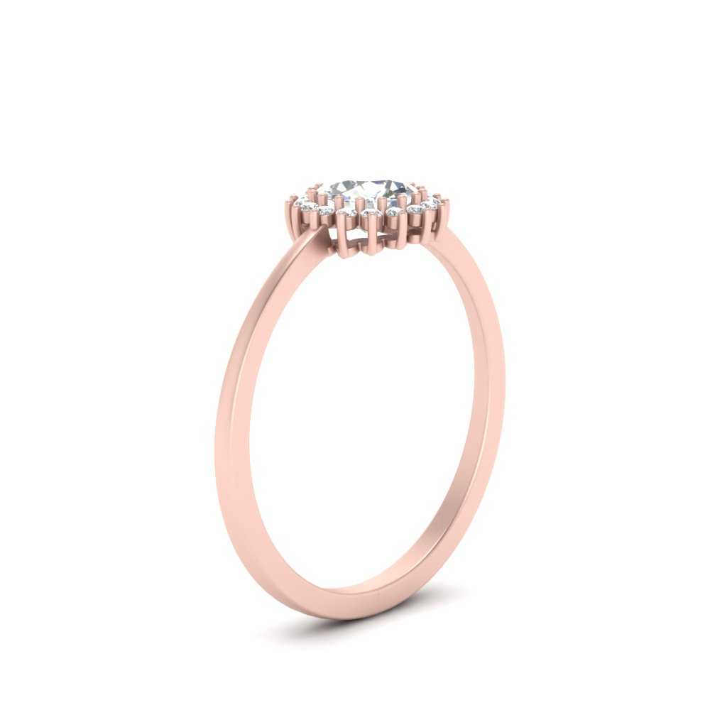 Diamond Round Halo Engagement Ring In 14K Rose Gold | Fascinating Diamonds