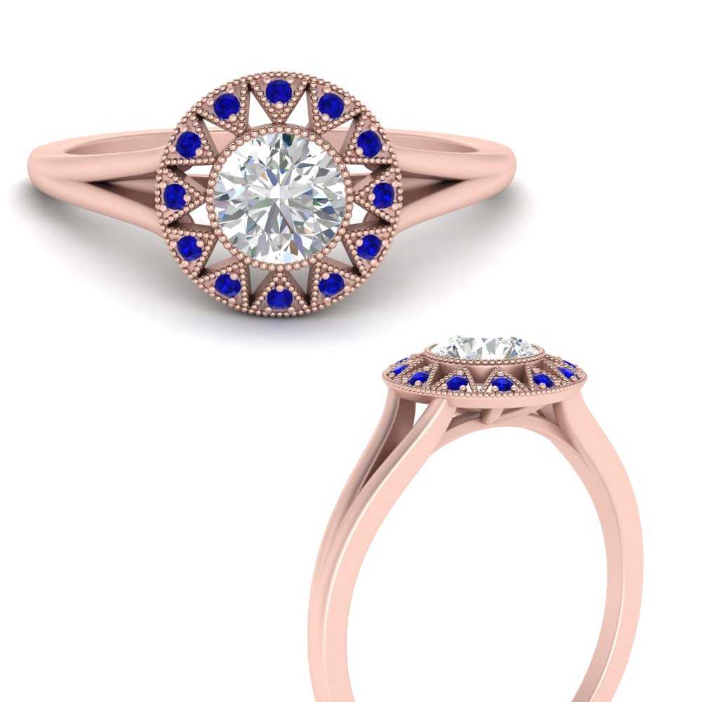 LADIES RING 1.50CT DARK BROWN/BLUE/ROUND DIAMOND 14K ROSE GOLD LADIES RING 1.50CT DARK BROWN/BLUE/ROUND DIAMOND 14K ROSE GOLD