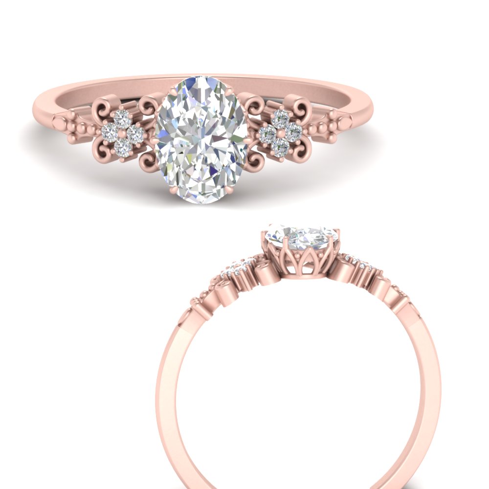 oval filigree diamond engagement ring in FD9725OVRANGLE3 NL RG