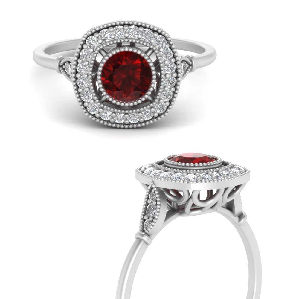 Womens Lab Created Red Ruby 14K Gold Over Silver Cushion Halo 3-Stone  Cocktail Ring - JCPenney