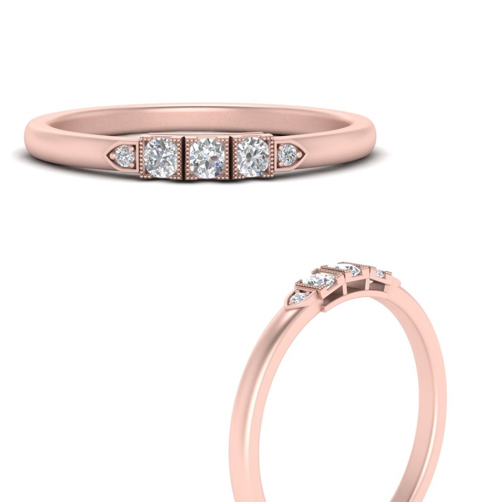 3 Stone Anniversary Gifts For Women In 14K Rose Gold