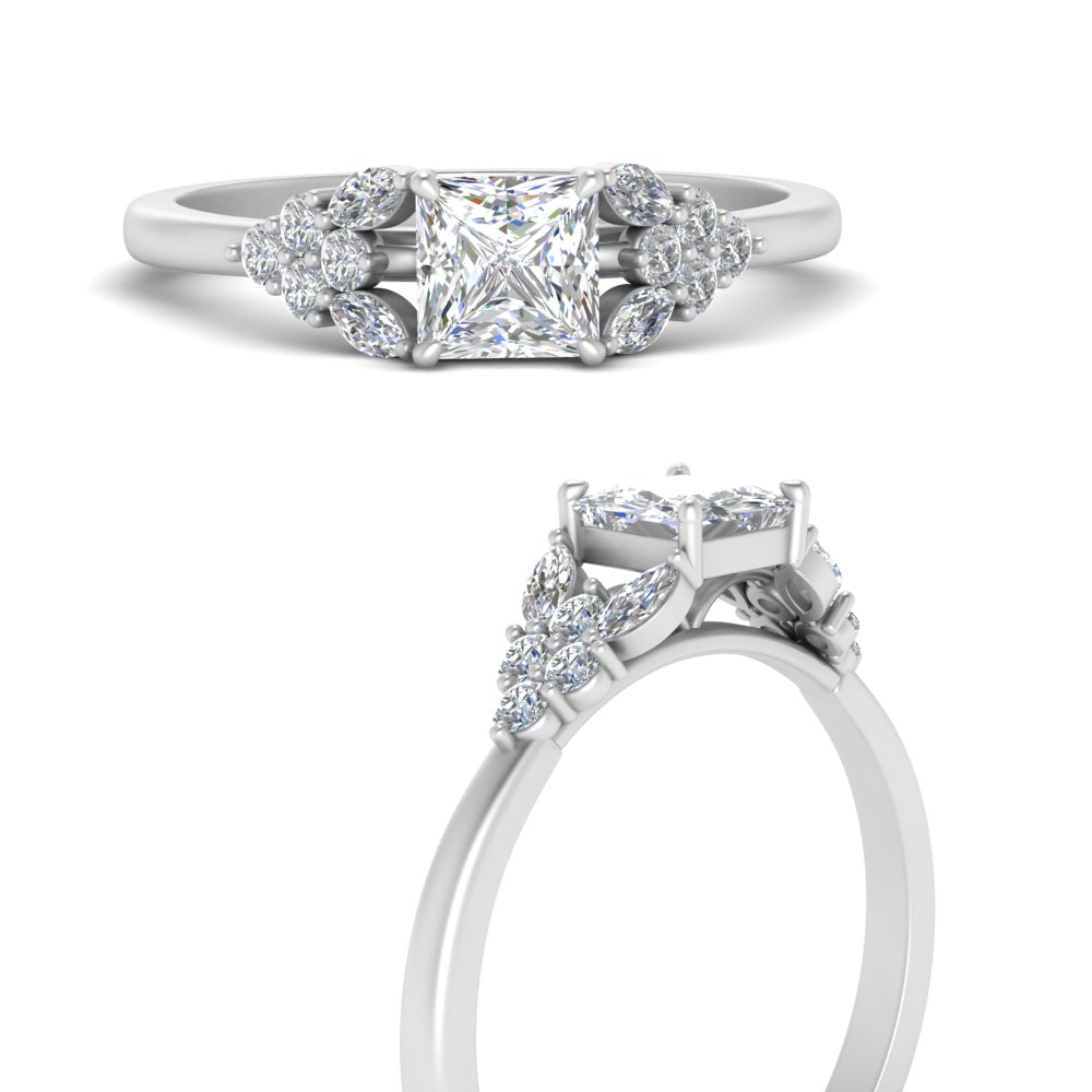 0.67 Ct Marquise Cut Solitaire Diamond Engagement Ring 14K White Gold D Color VVS2 Clarity