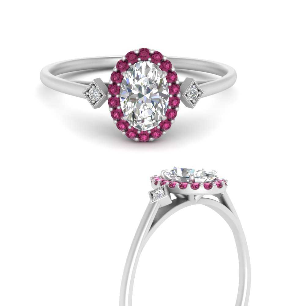 14K White Gold Pink Sapphire and Diamond Ring 1.11 Carats