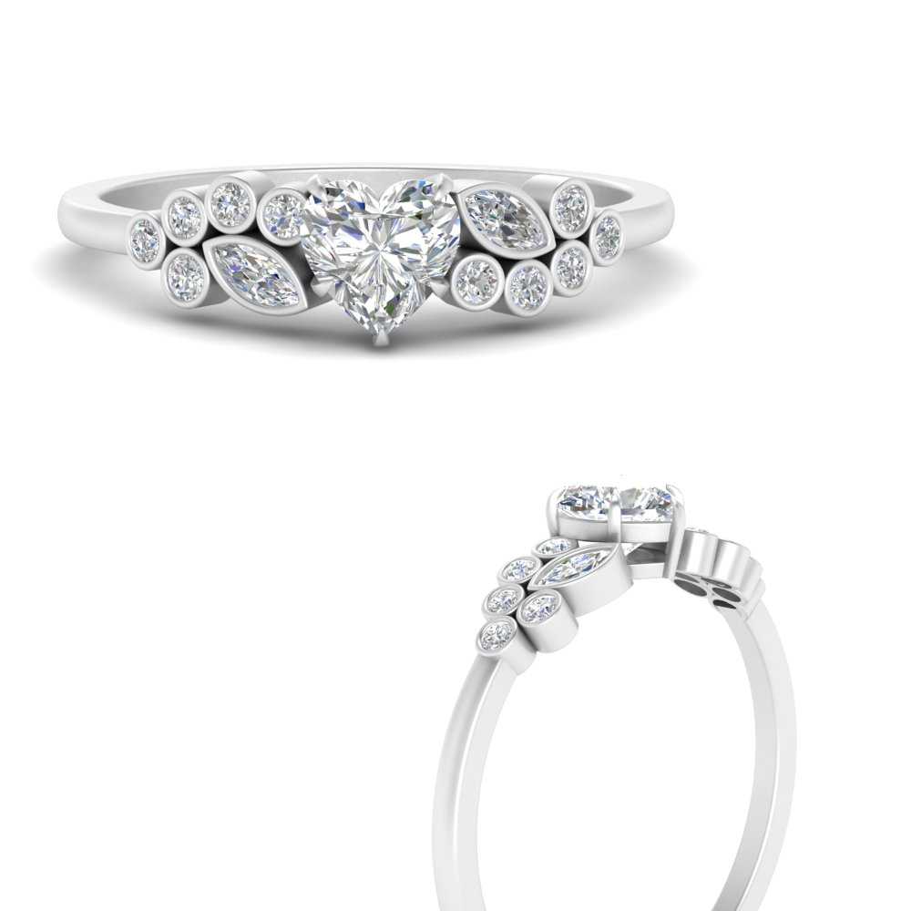 18K White Gold 1Carat Heart Moissanite Diamond Ring Fashion Cluster setting Ring Women's Fine Jewelry