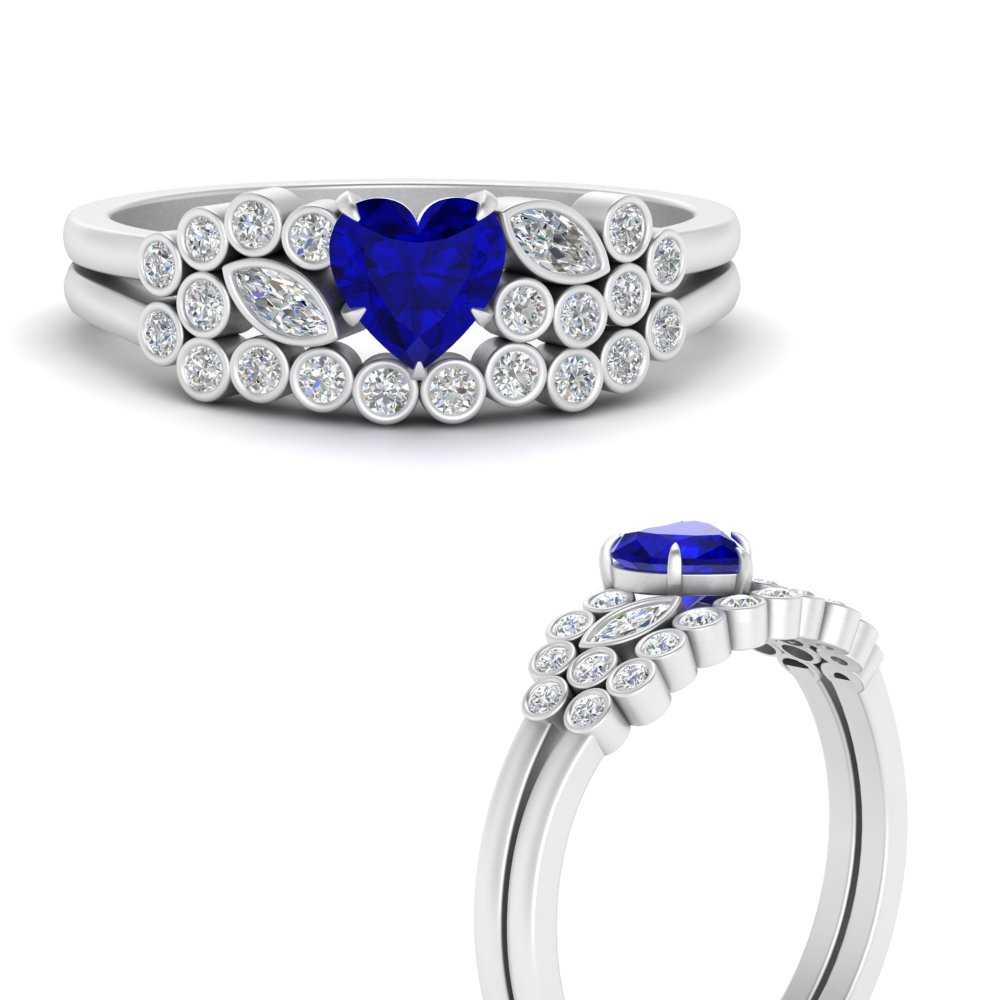 sapphire-heart-cluster-diamond-wedding-ring-set-in-FD9777HTGSABLANGLE3-NL-WG