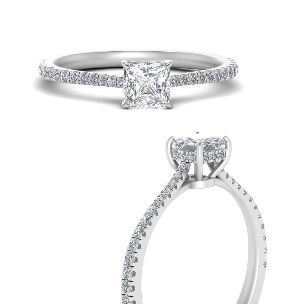 Princess Halo Twisted Diamond Engagement Ring 14k White Gold 1 tcw $6, | QD  Jewelry