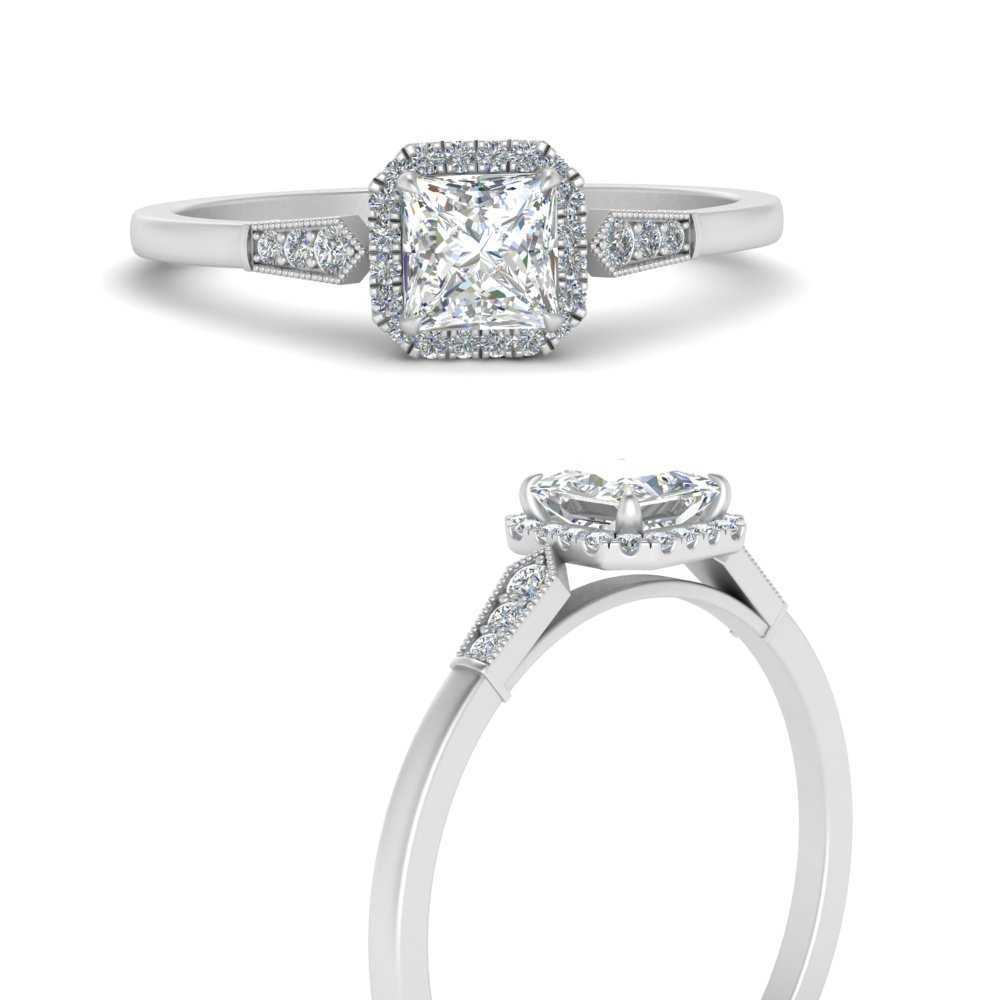 Diamond Halo Low Profile Engagement Ring - Roberta – Moissanite Rings