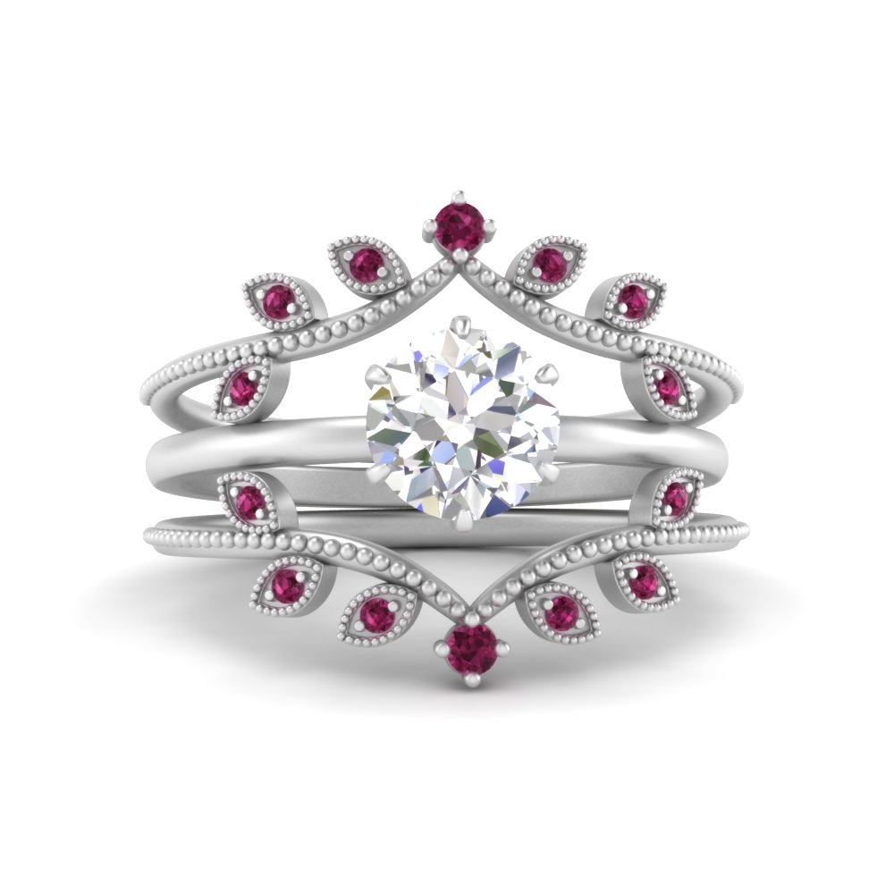 Solitaire Lab Diamond Engagement Ring With Pink Sapphire Nature