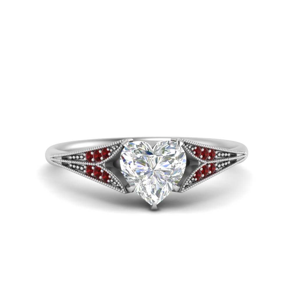 1.60ct. Ruby Engagement Anniversary Bridal Ring, Vintage Art Deco Ring, Moissanite Ring, Split Shank Ring, popular Solitaire Ring, Floral Ring.