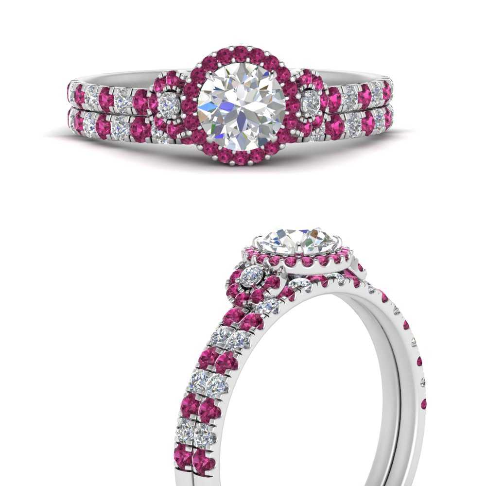 14K White Gold Pink Sapphire and Diamond Ring 1.11 Carats