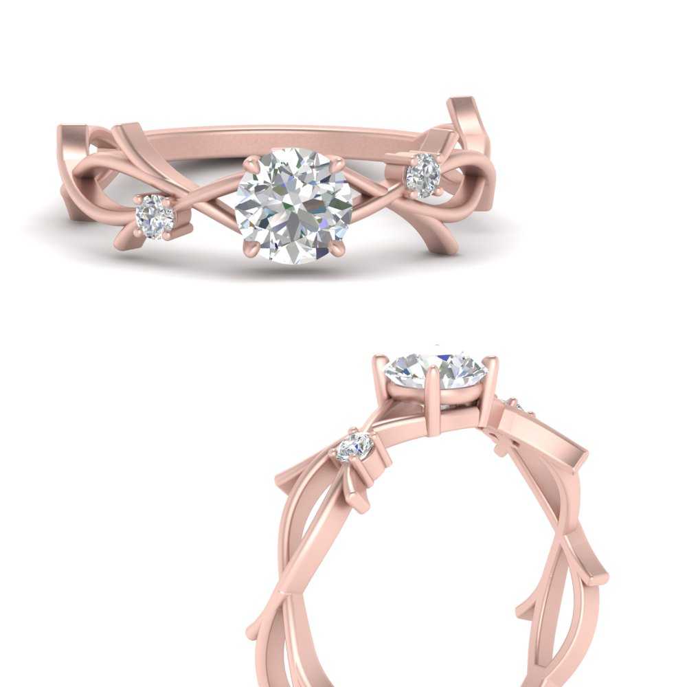 Rose Gold gp lab Round Diamond Floral Wedding Engagement Anniversary Ring 