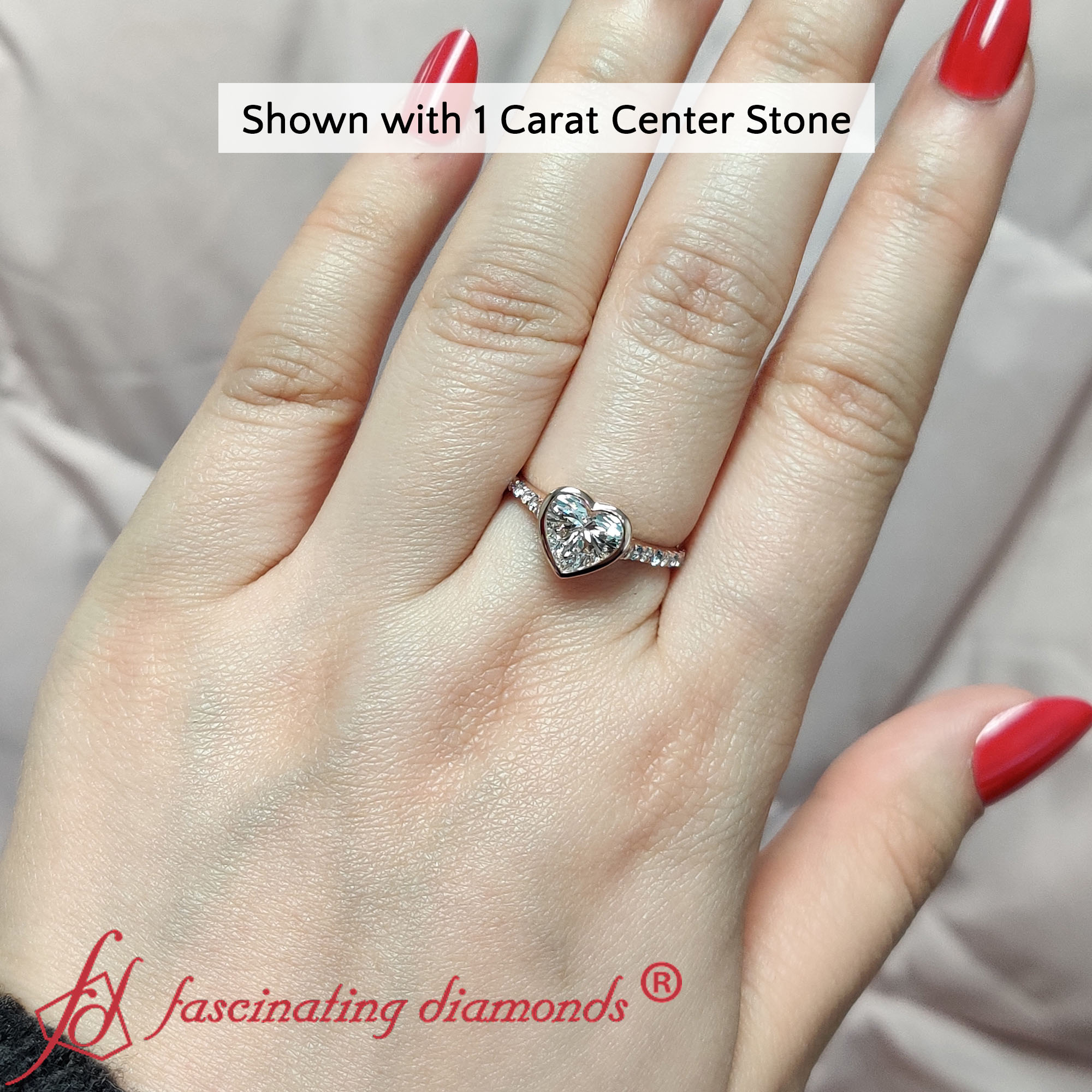 Bezel Heart Lab Diamond Adorable Ring with 14K Rose Gold Ice Blue Topaz