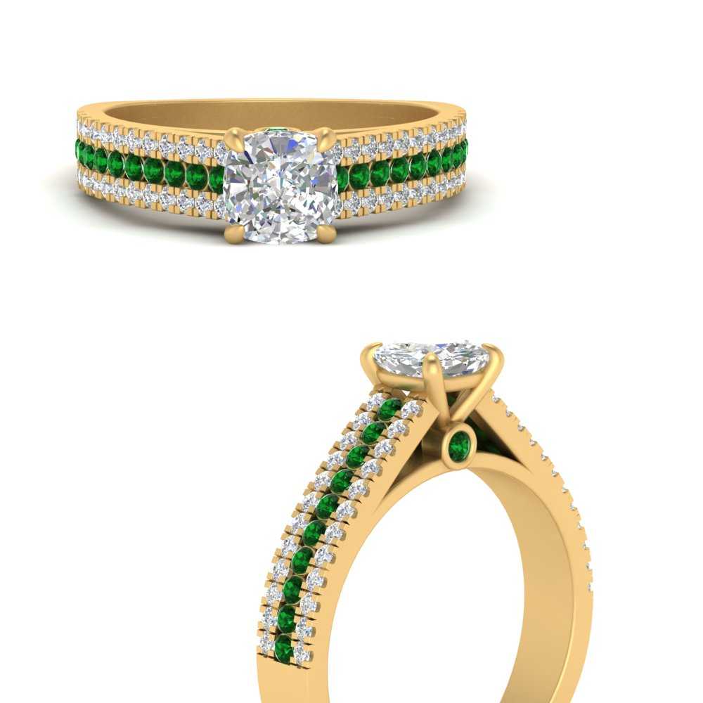 three-row-pave-cushion-cut-diamond-engagement-ring-with-emerald-in-FD9887CURGEMGRANGLE3-NL-YG.jpg