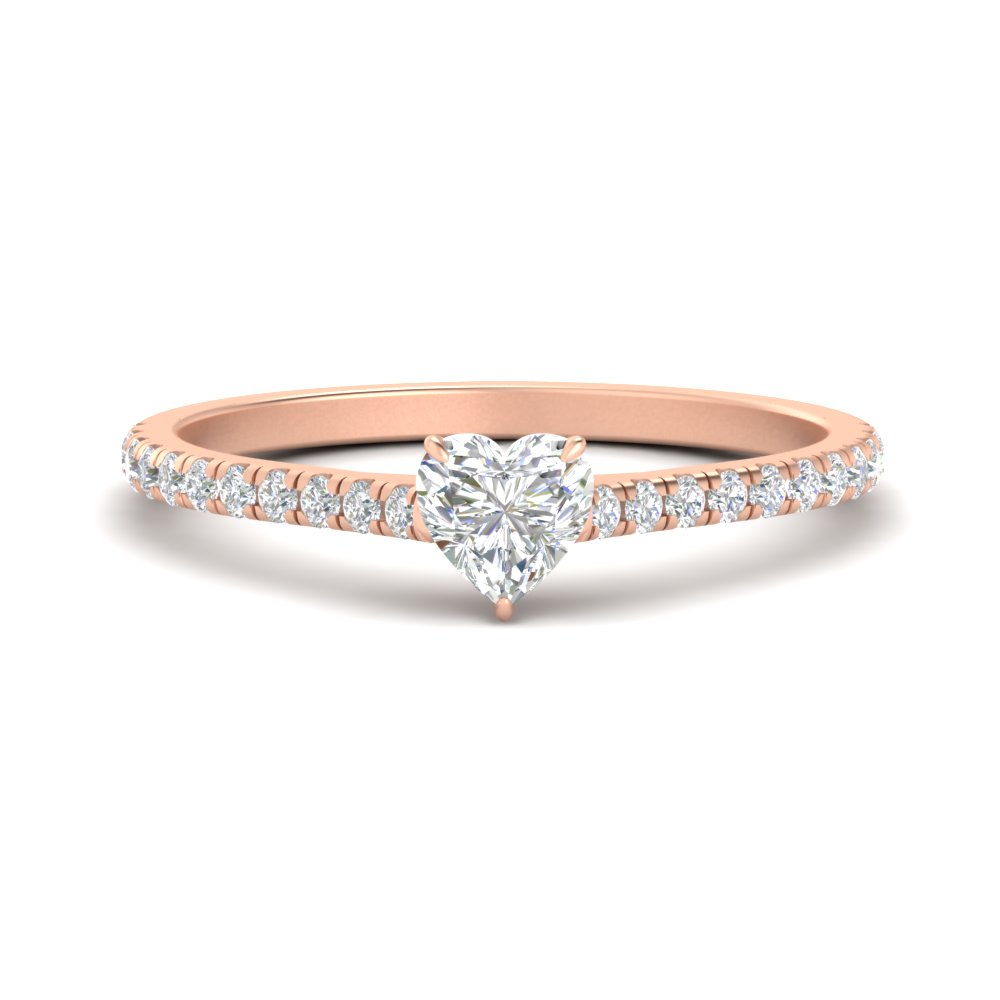 0.50 Carat Heart Shaped Diamond Ring with 14K Rose Gold White Diamond