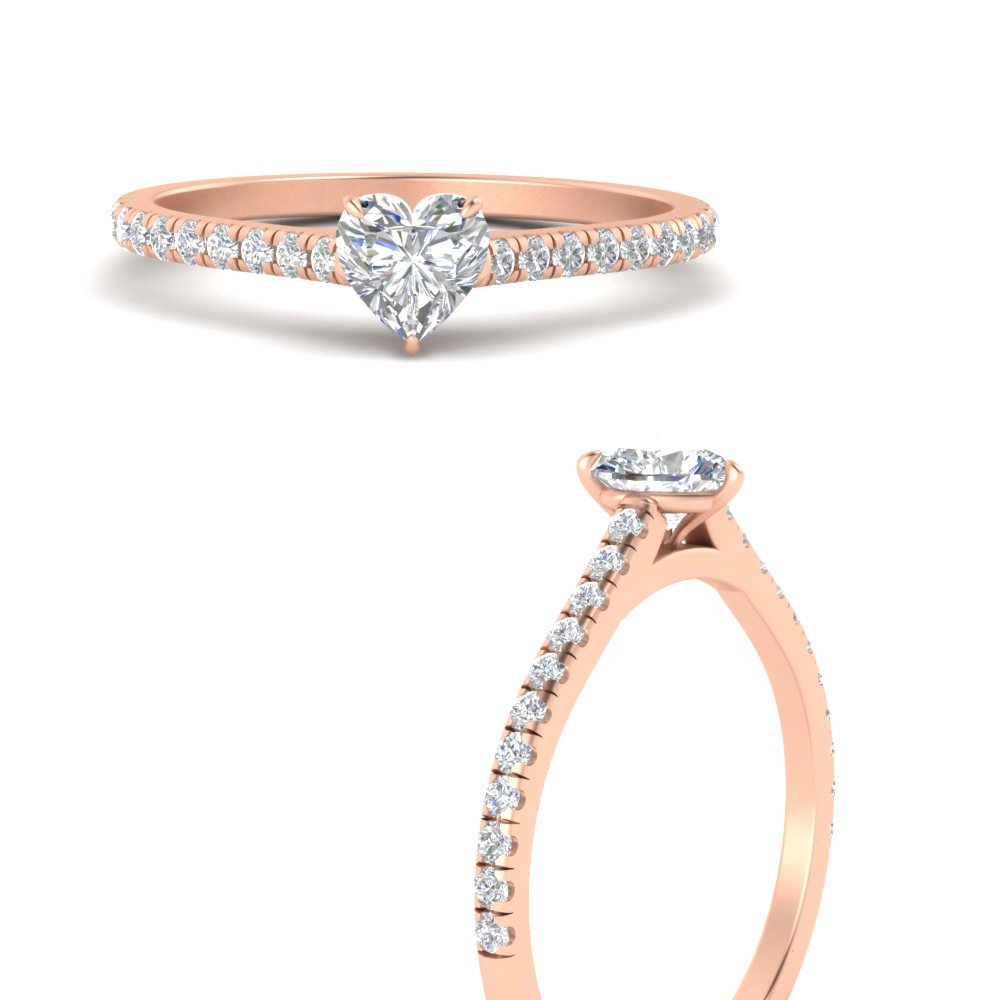 0.50 Carat Heart Shaped Diamond Ring with 14K Rose Gold White Diamond