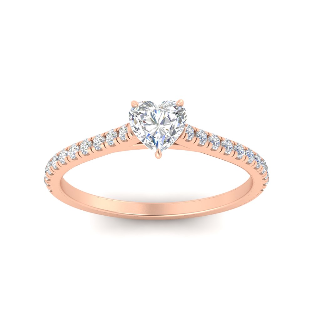 0.50 Carat Heart Shaped Diamond Ring with 14K Rose Gold White Diamond