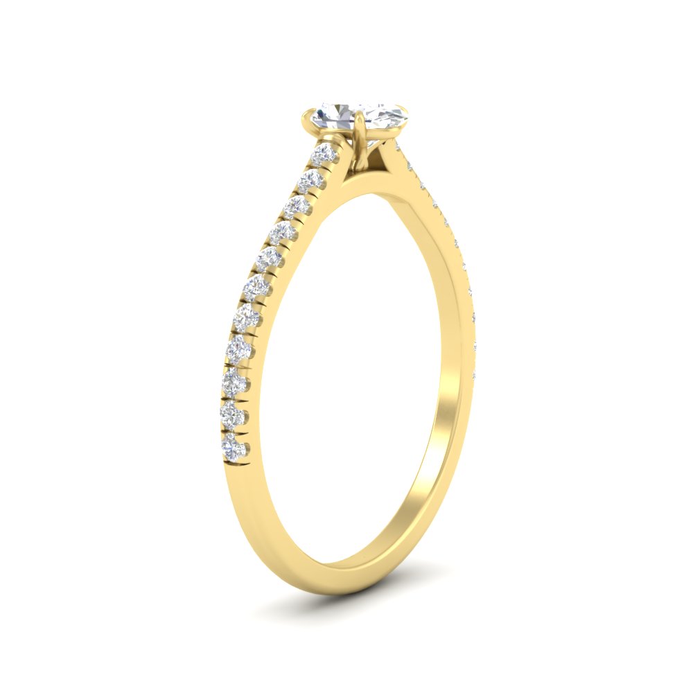 0.50 Carat Oval Shaped 4 Prong Diamond Ring with 14K Yellow Gold White Diamond