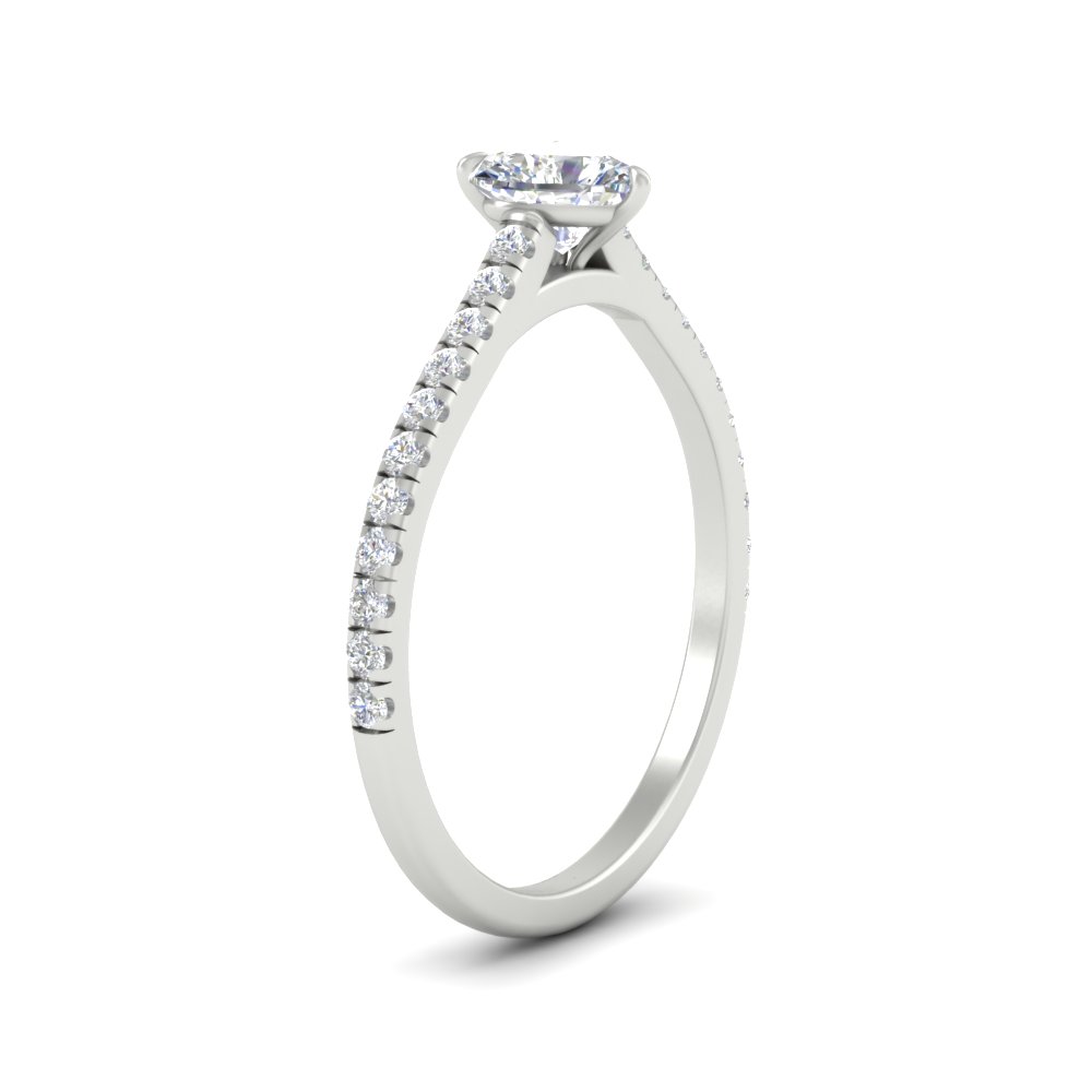 0.75 Carat Heart Shaped Half Eternity Diamond Ring with 14K White Gold White Diamond