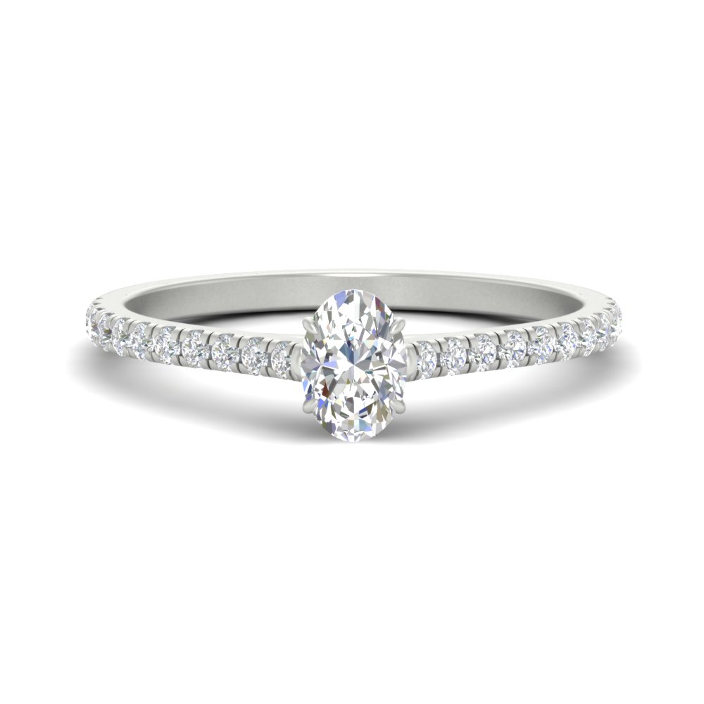 0.75 Carat Oval Shaped Gorgeous Diamond Ring with 14K White Gold White Diamond